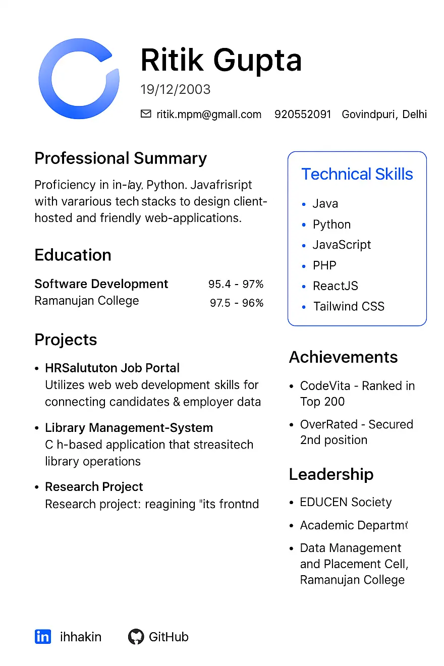 Resume being parsed